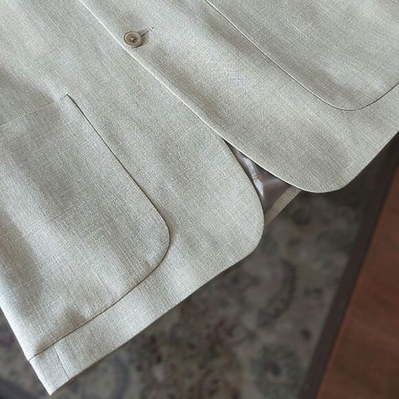 Vtg Guy Laroche "Charles" natural tone wool-linen blend sport coat - Picture 9 of 14